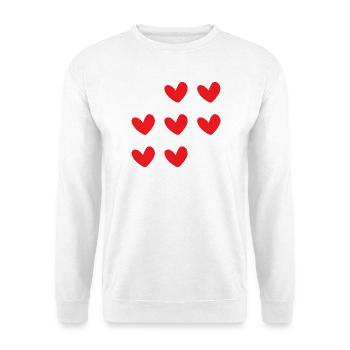 I Love You Hearts Typography Graphic - Unisex Pullover - Weiß - Vorne - Alina (178cm) & Michal (187cm)