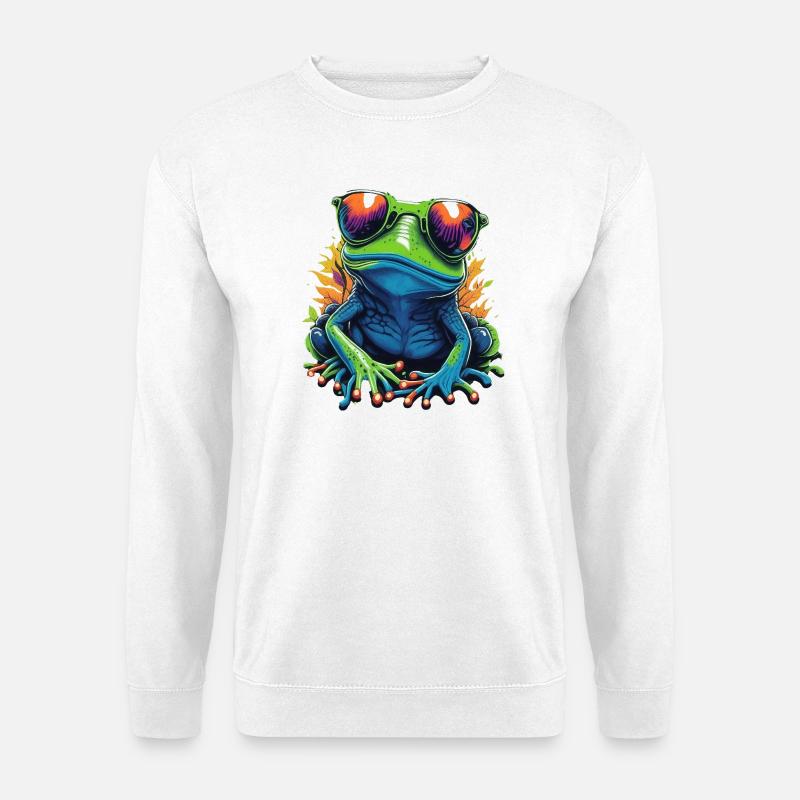 Tropischer Frosch mit Sonnenbrille - Unisex Pullover - Weiß