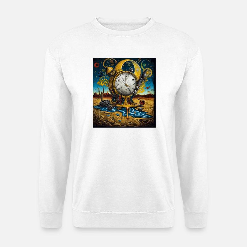 Floating Time Clock in Sand Desert - Unisex Sweatshirt - white