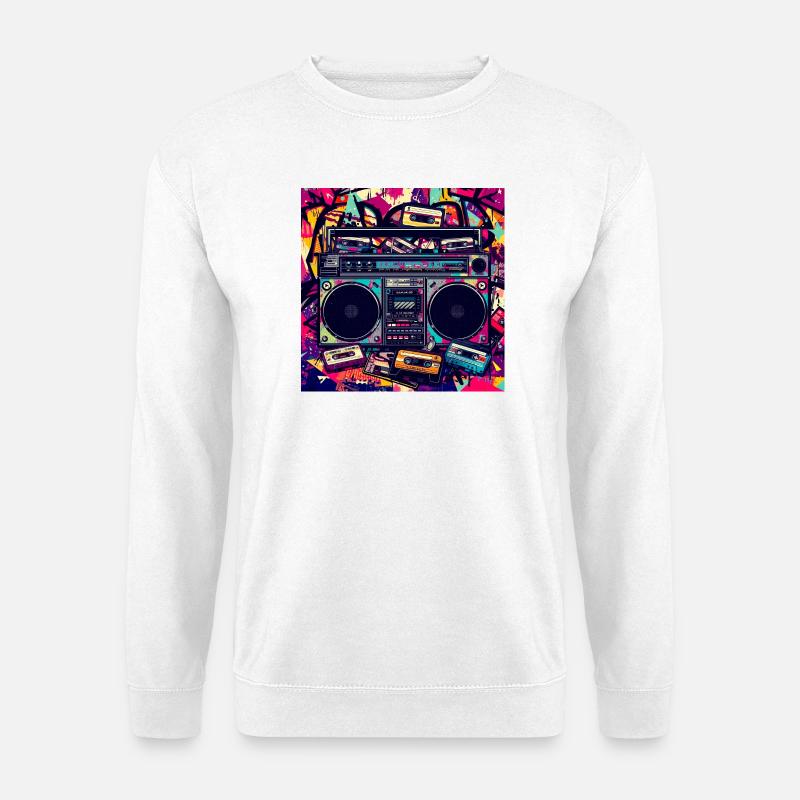 Boombox Graffiti Neon Retro - Unisex Pullover - Weiß