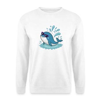 Surferwal mit Sonnenbrille - Unisex Pullover - Weiß - Vorne