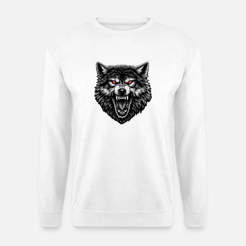 Wolfsmaske Feuerblick - Unisex Pullover - Weiß