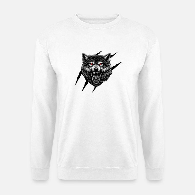 Blutrote Wolfsgesicht - Unisex Pullover - Weiß