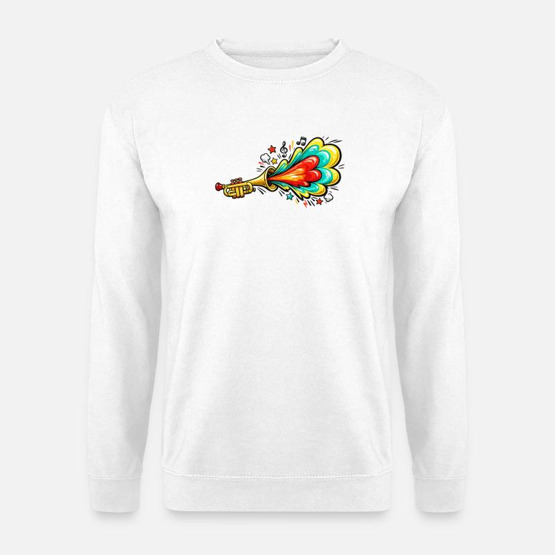 Bunte Trompete Farbexplosion - Unisex Pullover - Weiß