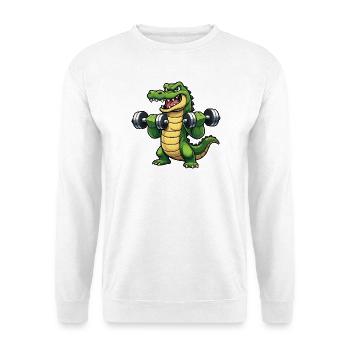 Dessin animé d’entraînement en force crocodile - Sweat-shirt Unisexe - blanc - Devant