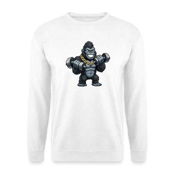 Gorilla Krafttrainer im Cartoonstil - Unisex Pullover - Weiß - Vorne