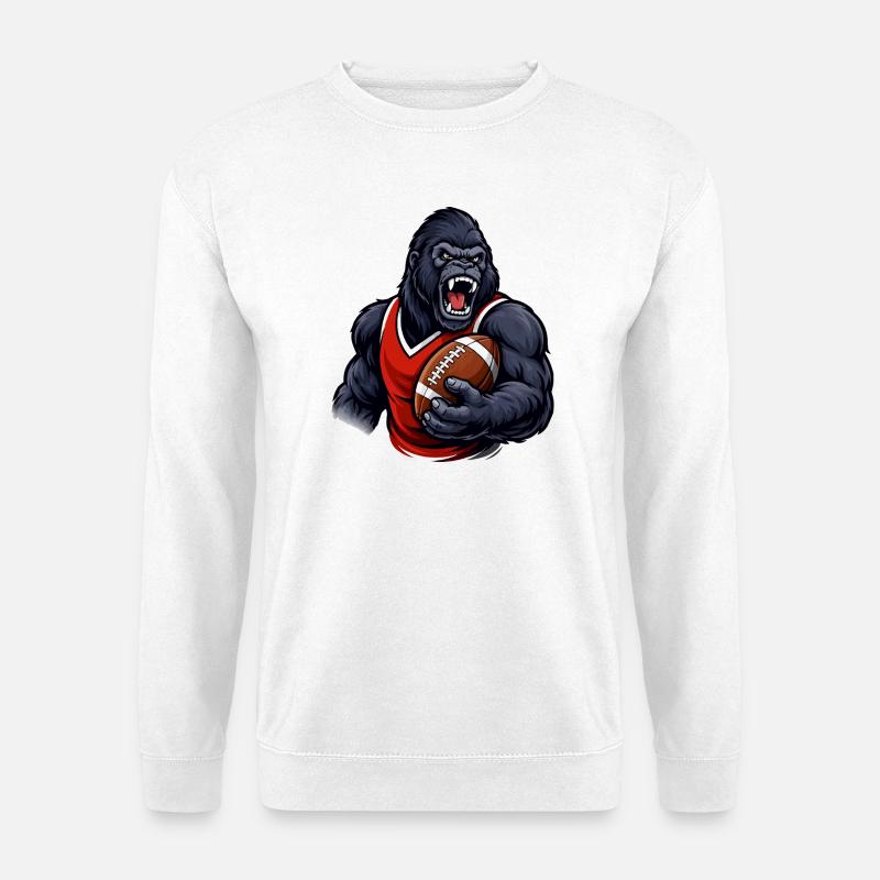 Gorilla mit Football-Jersey - Unisex Pullover - Weiß