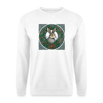 Hase im keltischen Winterkranz - Unisex Pullover - Weiß - Vorne