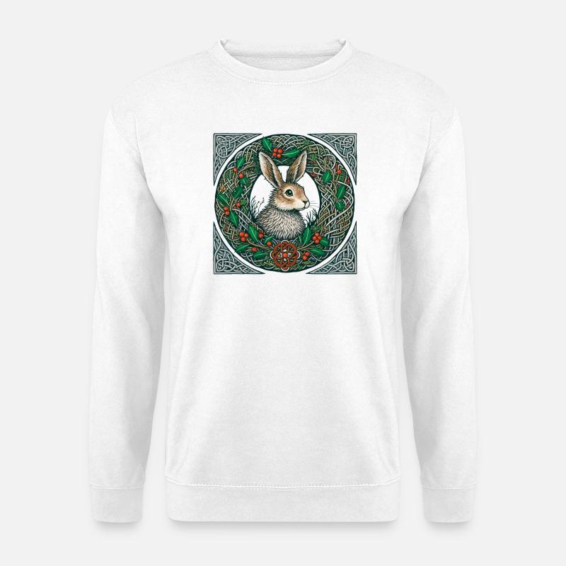 Hase im keltischen Winterkranz - Unisex Pullover - Weiß