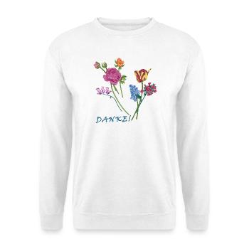 Danke mit einem Blumenstrauß  - Unisex Pullover - Weiß - Vorne