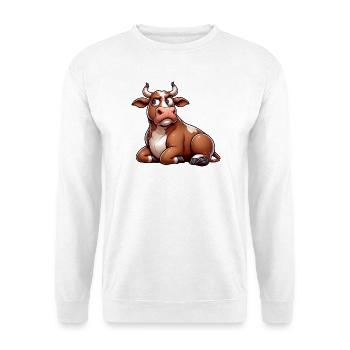Lustige Kuh Cartoon Skeptischer Stier Comic - Unisex Pullover - Weiß - Vorne