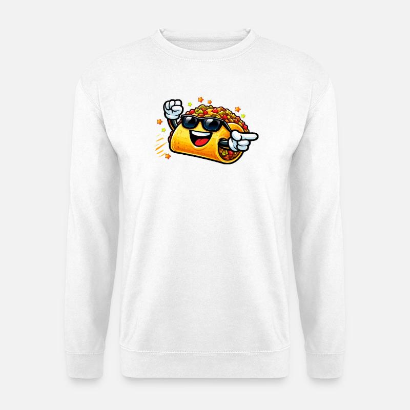Cooler Taco mit Sonnenbrille - Unisex Pullover - Weiß