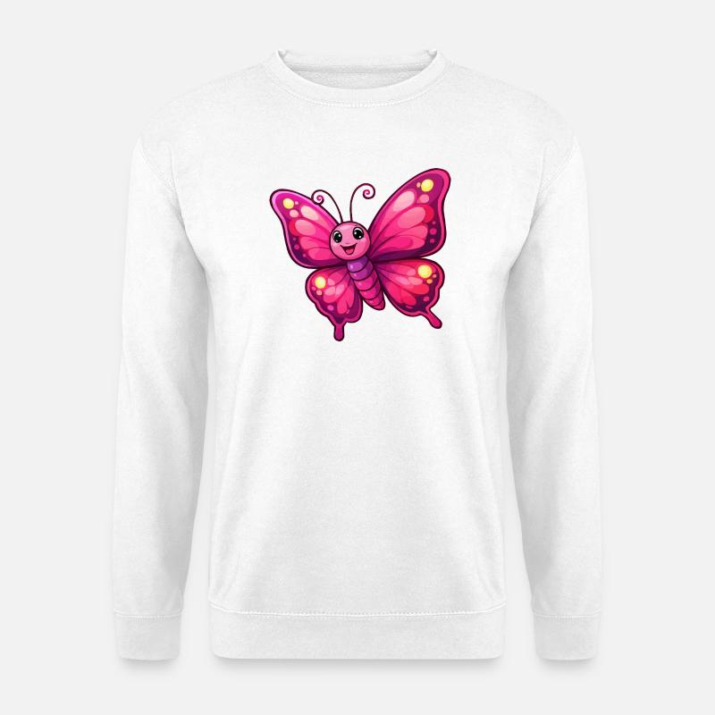 Cuddly Pink Butterfly - Unisex Sweatshirt - white