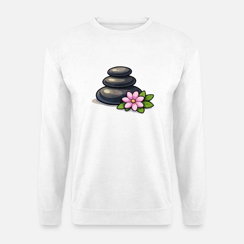 Zen Steinpyramide mit Lotus - Unisex Pullover - Weiß