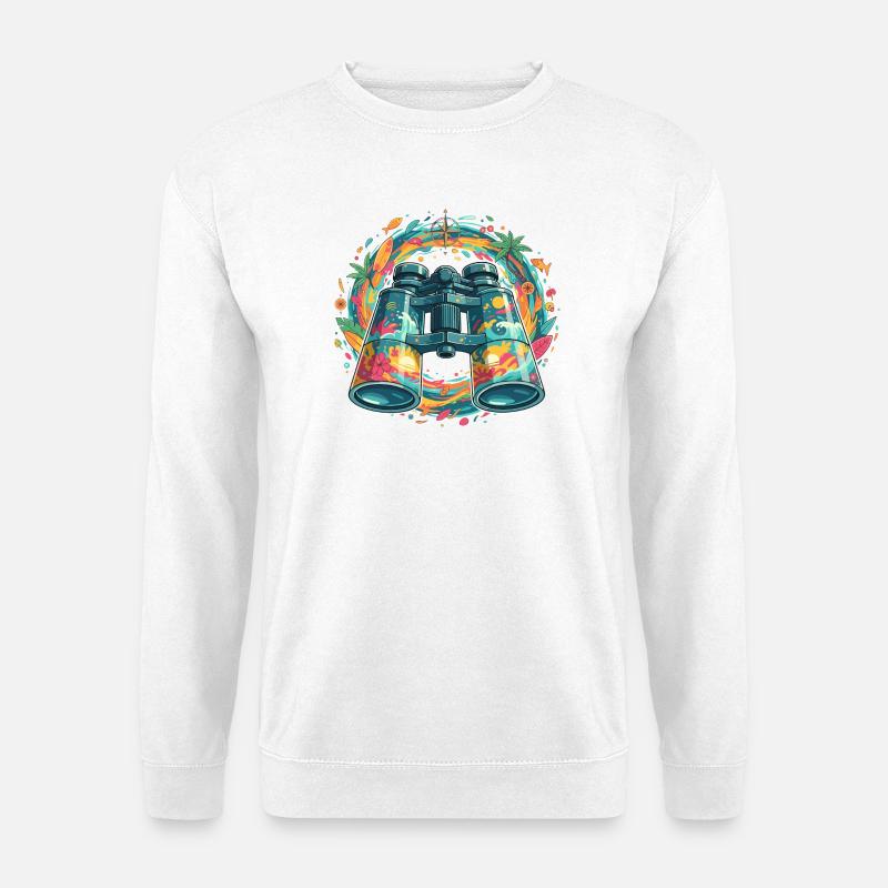 Tropen-Entdecker Binokular-Illustration - Unisex Pullover - Weiß