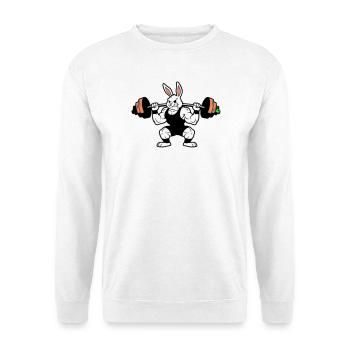 Muskel Hase Karotten Hantel - Unisex Pullover - Weiß - Vorne