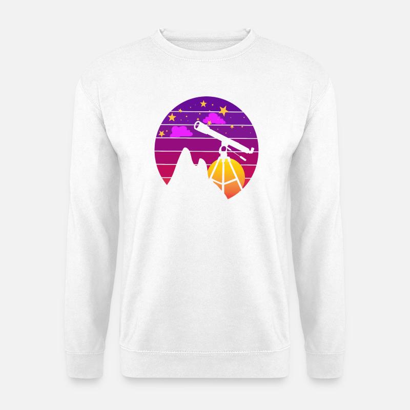 Retro Astronomie Teleskop Sonnenuntergang - Unisex Pullover - Weiß