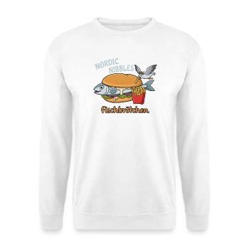 Lustiges Fischbrötchen Küstenhumor Nordsee - Unisex Pullover - Weiß - Vorne