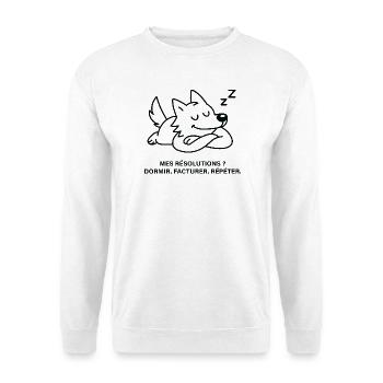 Loup Somnolent et Résolutions de Pause - Sweat-shirt Unisexe - blanc - Devant