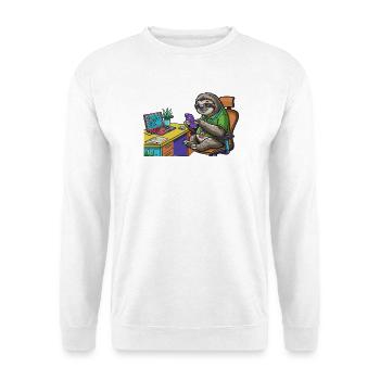 Fauler Büro-Sloth mit Laptop und Smartphone - Unisex Pullover - Weiß - Vorne
