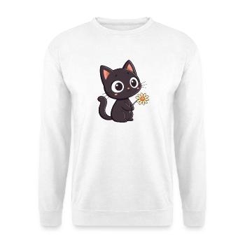 Black cat and daisy - Unisex Sweatshirt - white - Front