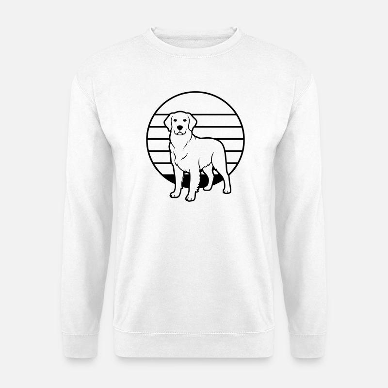 Retriever Dog Retro Sun Outline - Unisex Sweatshirt - white
