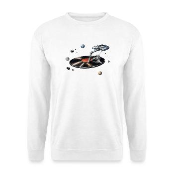 Astronaut als Plattennadel im Weltraum - Unisex Pullover - Weiß - Vorne