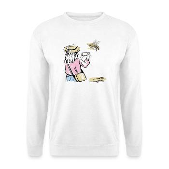 Girl photographing bee - Unisex Sweatshirt - white - Front