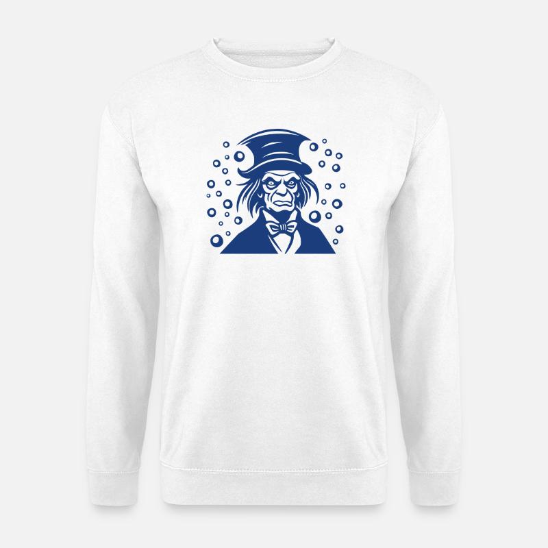 Ebenezer Scrooge Flat Porträtgrafik - Unisex Pullover - Weiß