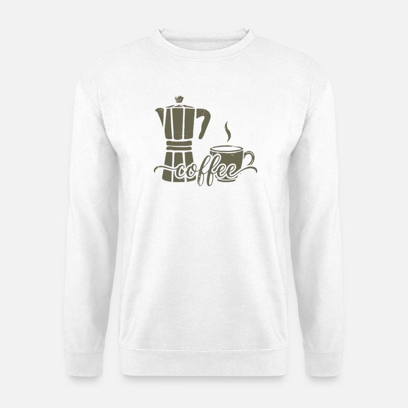 Kaffeemaschine und Kaffeetasse - Unisex Pullover - Weiß