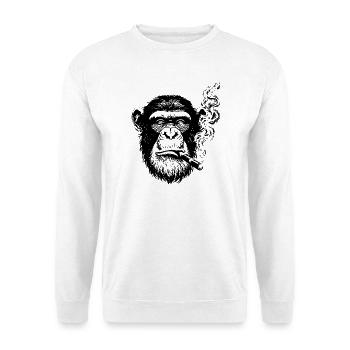 Schimpanse rauchende Zigarre - Unisex Pullover - Weiß - Vorne