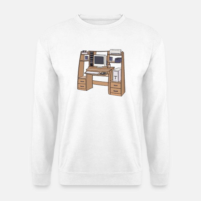 Retro-Computerschreibtisch-Setup 90er 2000er Nostalgie - Unisex Pullover - Weiß