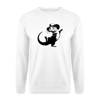 Funny Otter with Hat Cartoon Motif - Unisex Sweatshirt - white - Front