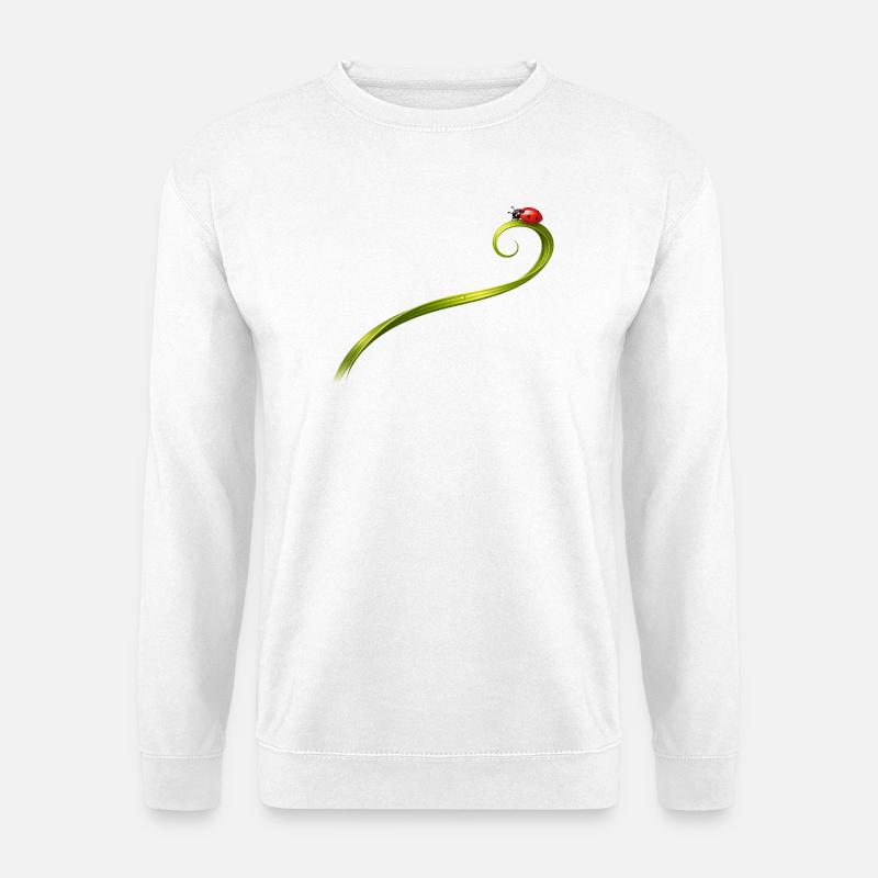 Ladybug on curved blade of grass - Unisex Sweatshirt - white