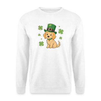 Chien Labrador Mignon St Patrick Chapeau Vert - Sweat-shirt Unisexe - blanc - Devant