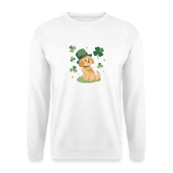 Adorable Green Leprechaun Dog and Clovers - Unisex Sweatshirt - white - Front