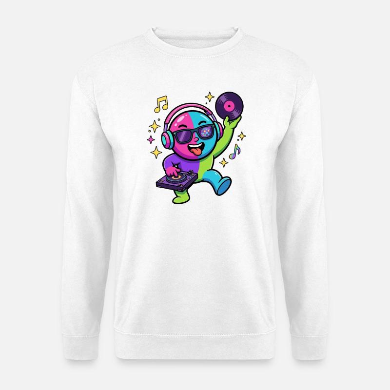 Neon DJ Emoticon Tanzparty - Unisex Pullover - Weiß