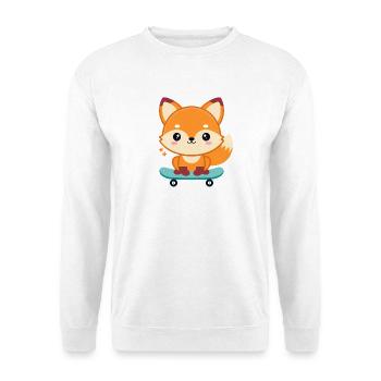 Fox auf einem fröhlichen Skateboard - Unisex Pullover - Weiß - Vorne