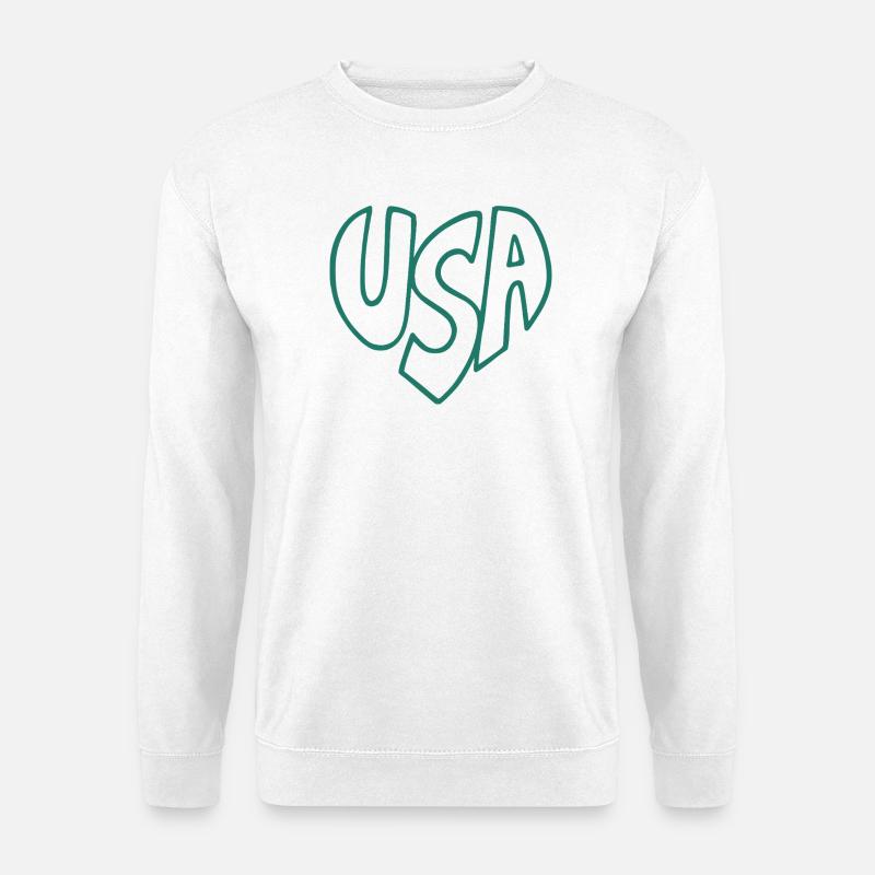 USA Herz Handschriftlogo Retro-Stil - Unisex Pullover - Weiß