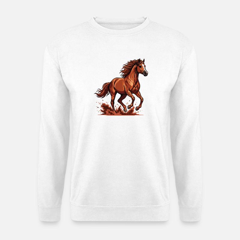 Arabisches Kastanienpferd Reitkraftenergie - Unisex Pullover - Weiß