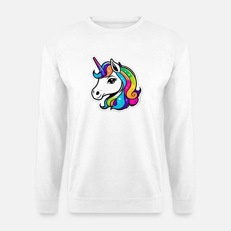 Helles Regenbogen-Einhorn - Unisex Pullover - Weiß