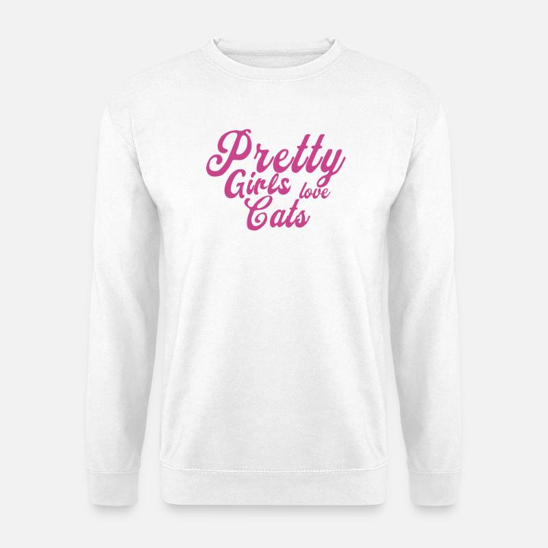 Pink Katzenliebe Spruch - Unisex Pullover - Weiß