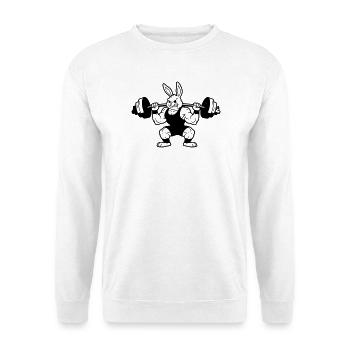 Muscle Bunny Dumbbell Outline - Unisex Sweatshirt - white - Front
