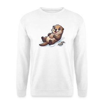 Otter with seashell on the beach - Unisex Sweatshirt - white - Front