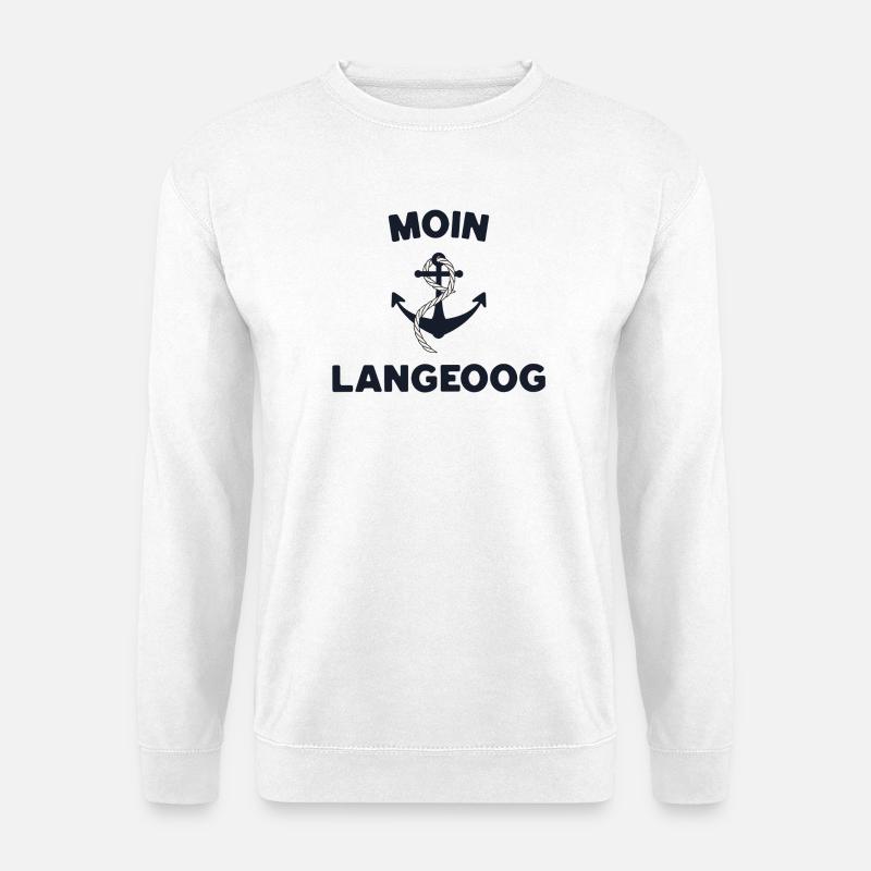 Moin Langeoog – Maritimes Anker-Design - Unisex Pullover - Weiß