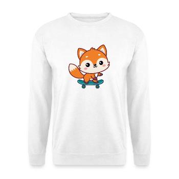 Renard skate coloré kawaii - Sweat-shirt Unisexe - blanc - Devant
