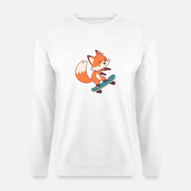 Fox skateboarder on skateboard - Unisex Sweatshirt - white