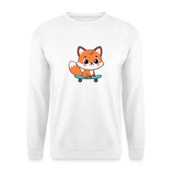 Kawaii Fox on Skateboard - Unisex Sweatshirt - white - Front