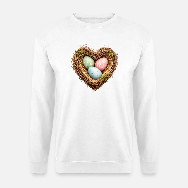 Herzförmiges Osternest mit Eiern - Unisex Pullover - Weiß
