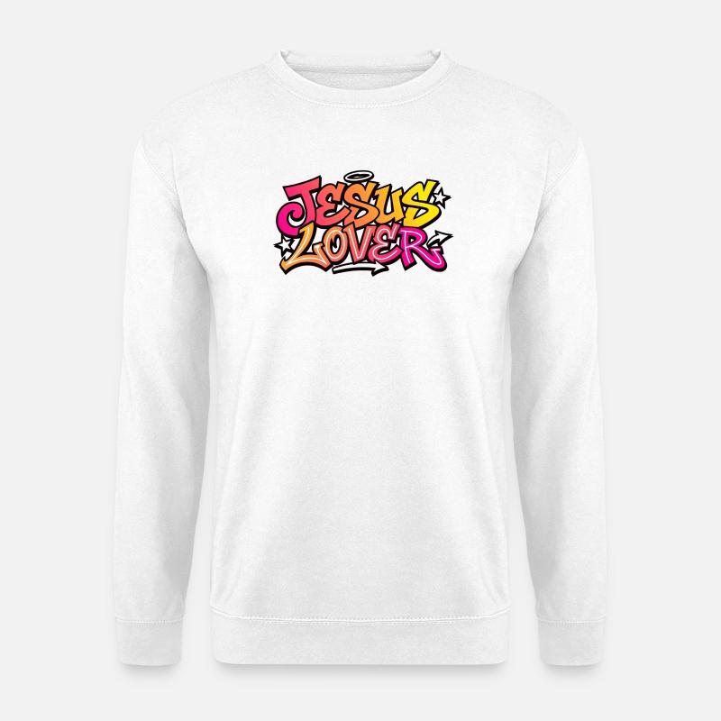 Jesus Lover Neon Grafik - Unisex Pullover - Weiß